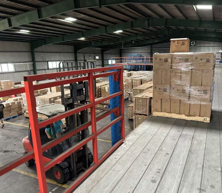 Warehouse with packed pallets