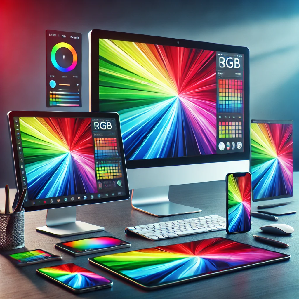 Devices displaying vibrant RGB colors