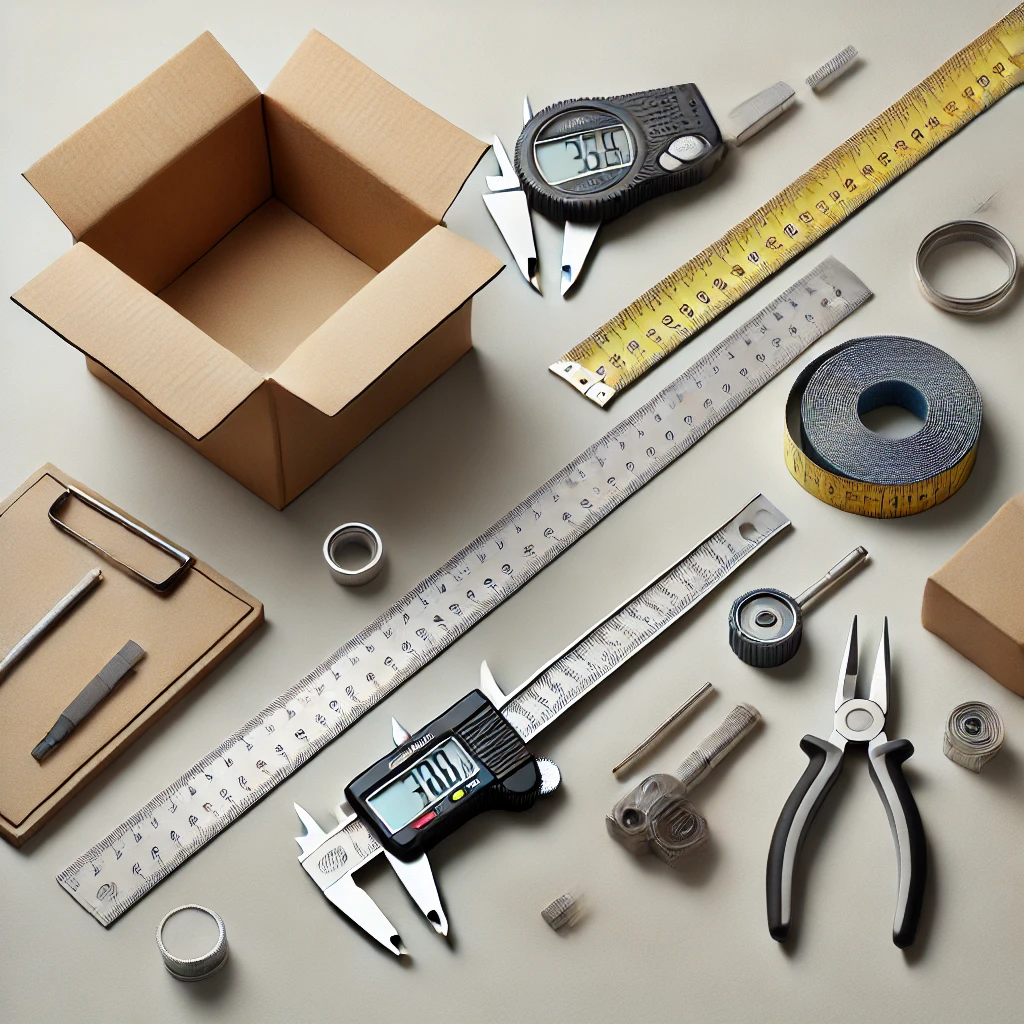 Flat lay of measuring tools