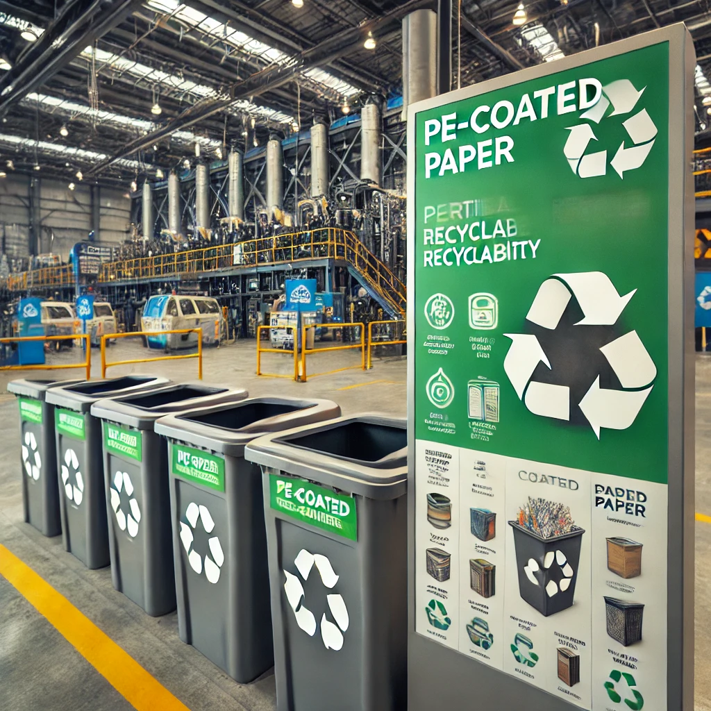 Recycling facility with PE-coated paper
