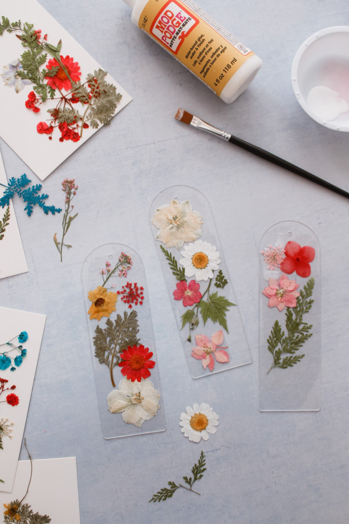 Pressed flower bookmarks