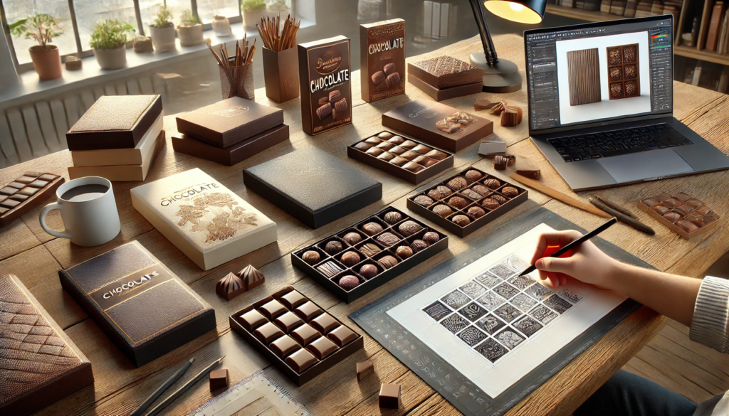 Designer planning chocolate box