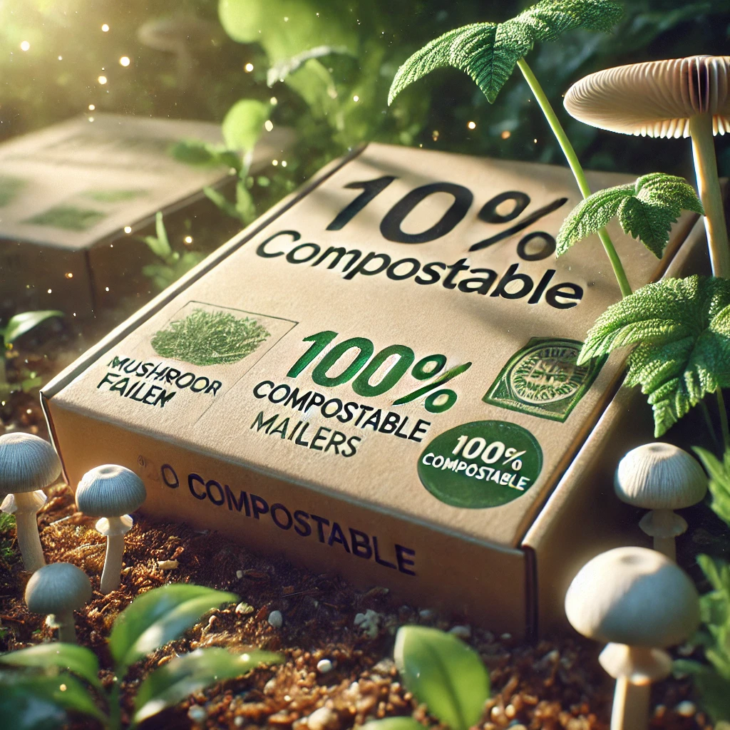 Biodegradable packaging with plants.