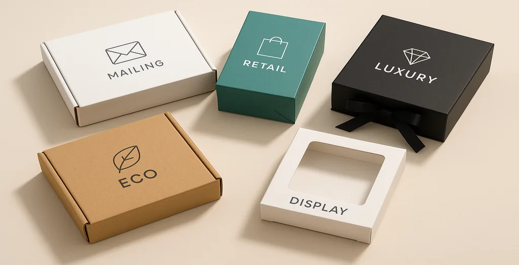 Diverse packaging styles displayed