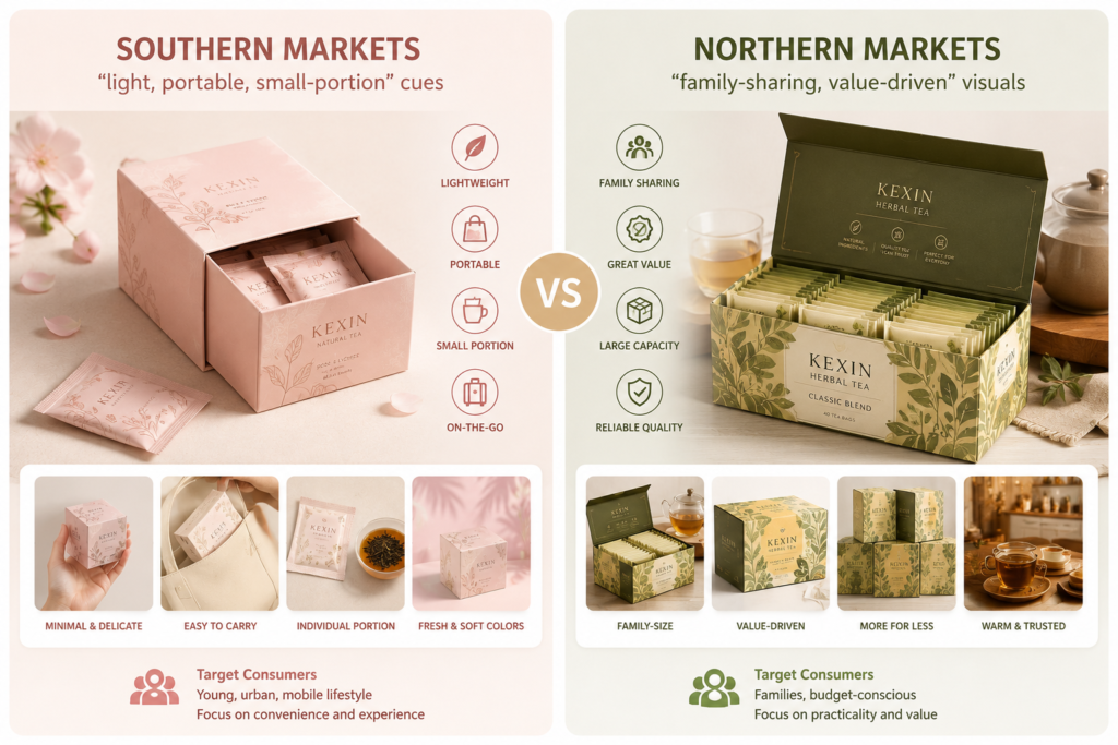 Southern vs. Northern market packaging preferences