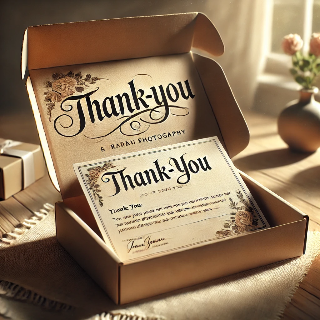 Personalized thank-you card scene