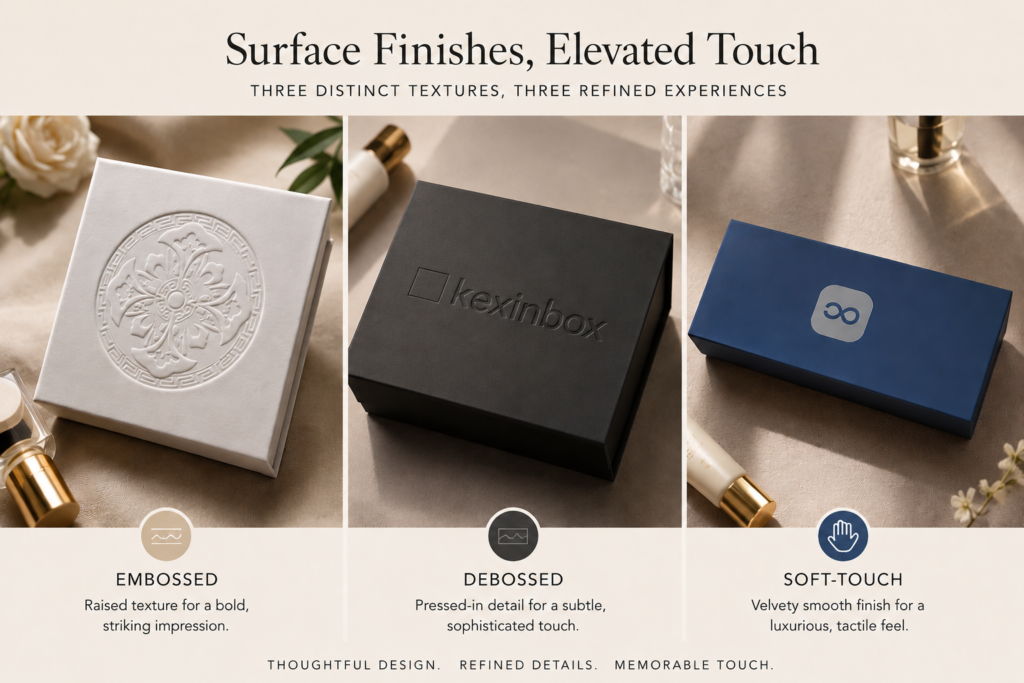 Variety of tactile cosmetics packaging