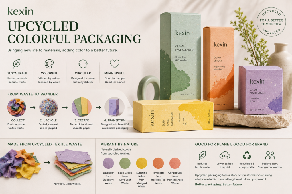 Upcycled colorful packaging