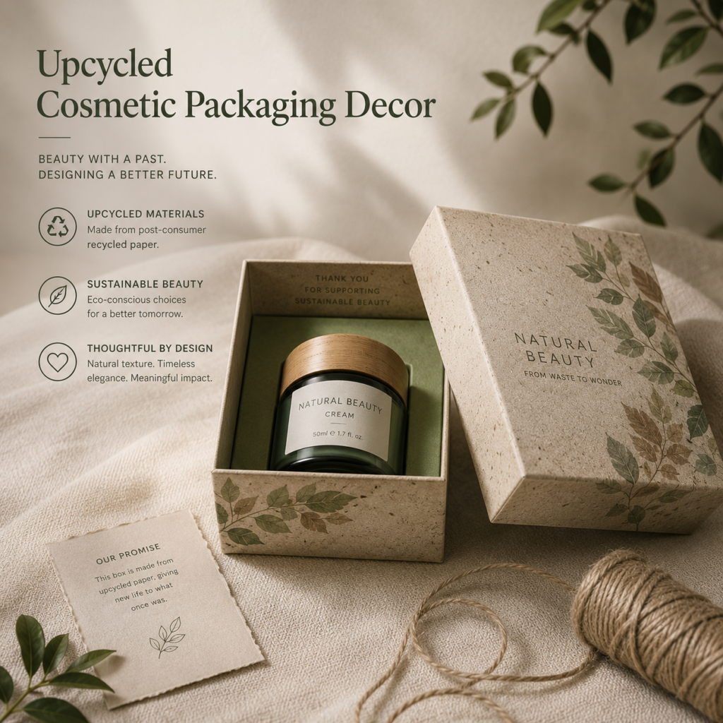 Upcycled cosmetic packaging decor