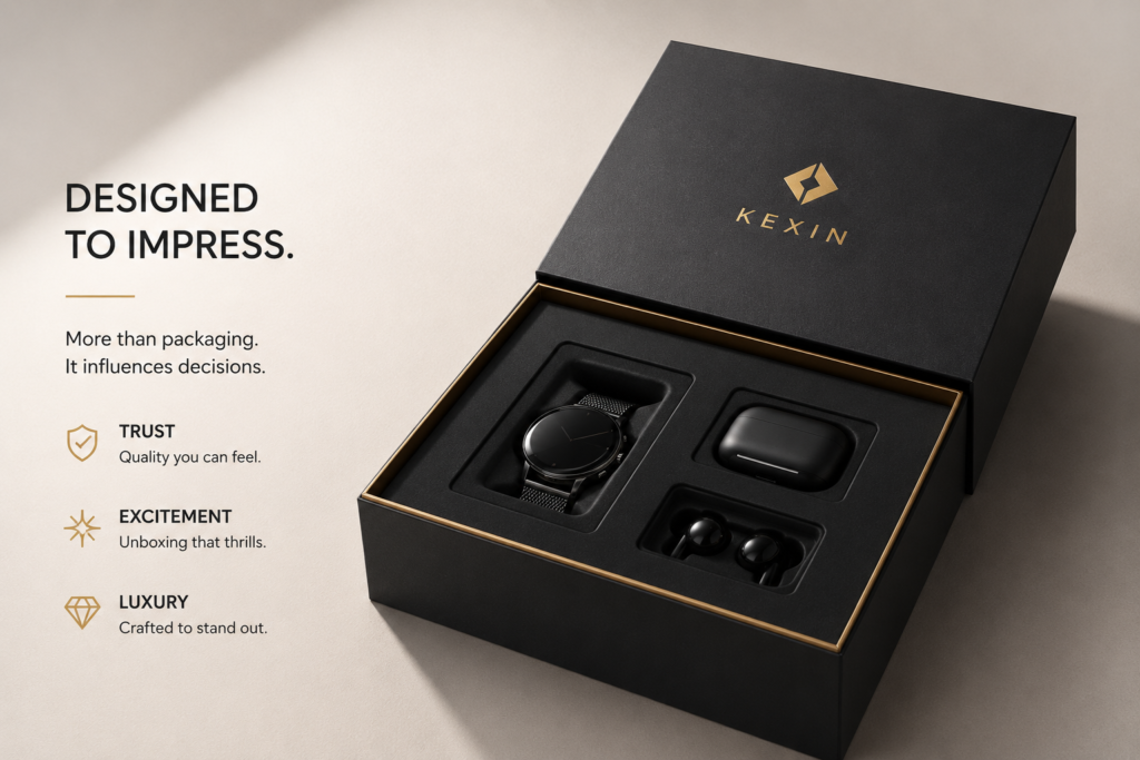 Premium package with textured materials