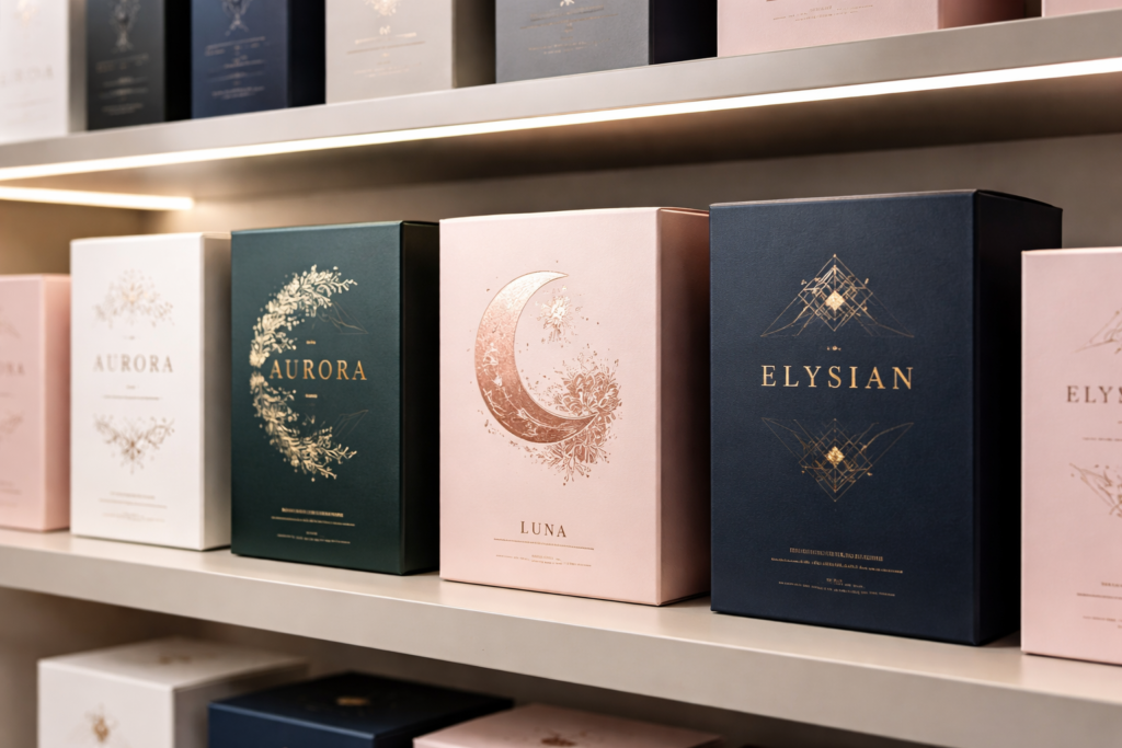 Luxury finished packaging shelf
