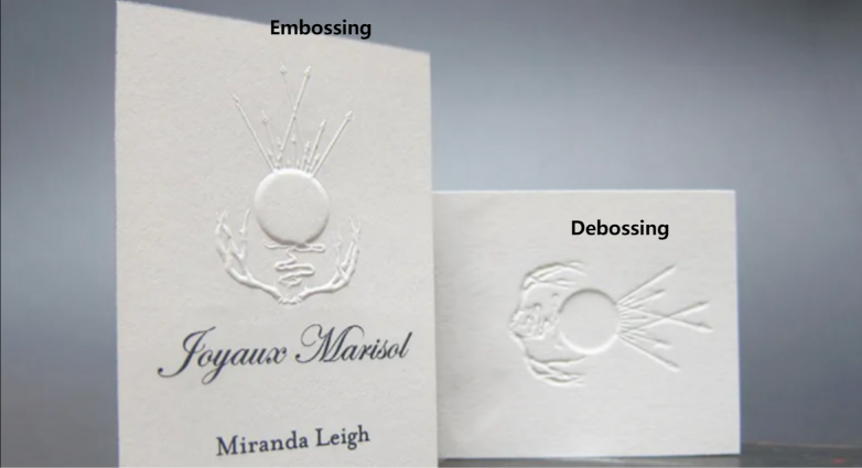 Embossed versus debossed logos