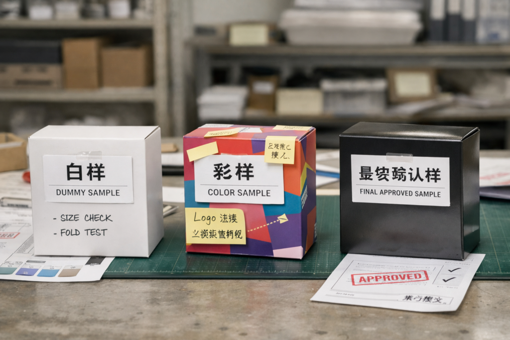Packaging sampling workflow stages