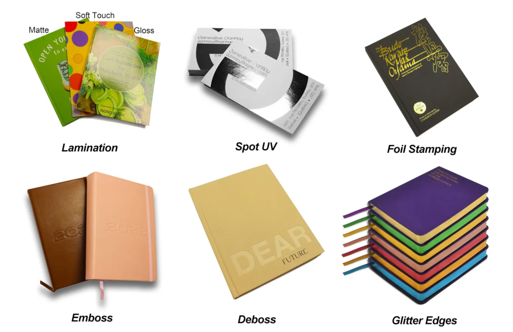 printing with different finishing 