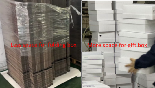 Flat packed versus assembled boxes