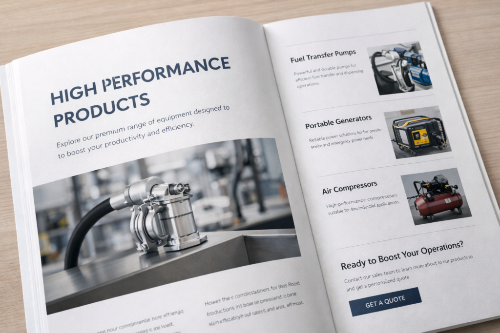 Brochure visual hierarchy close-up