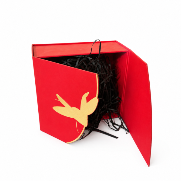 Custom Double Door Opening Rigid Boxes with Gold Foil Stamping