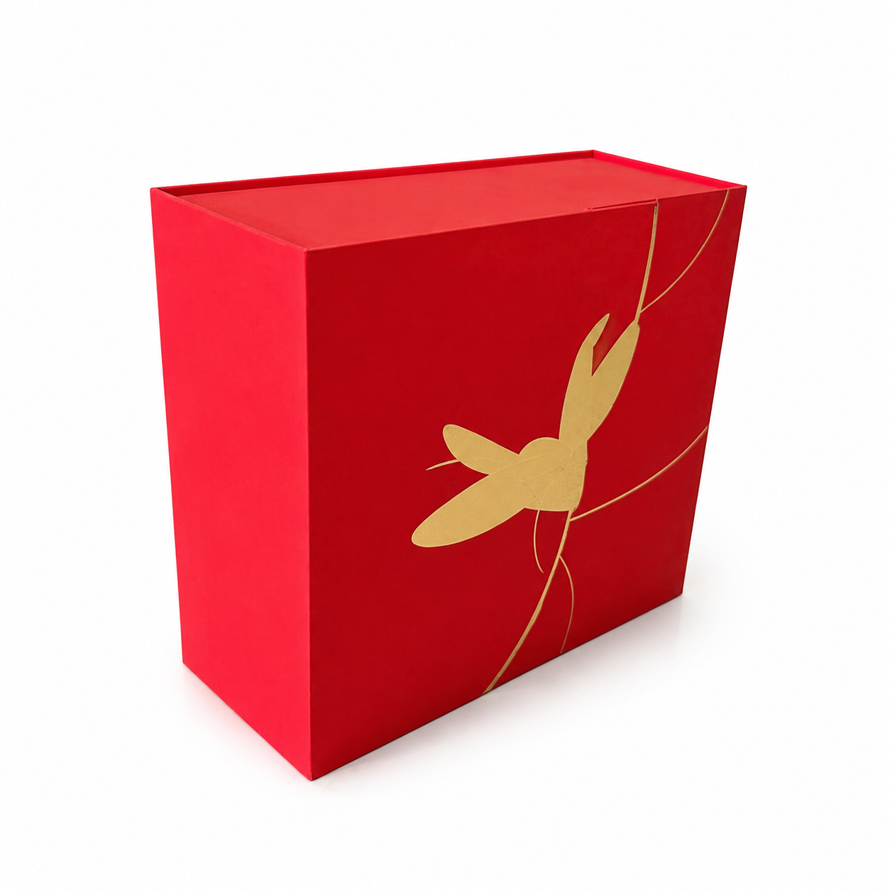 Luxury double door opening rigid gift box with gold foil stamping