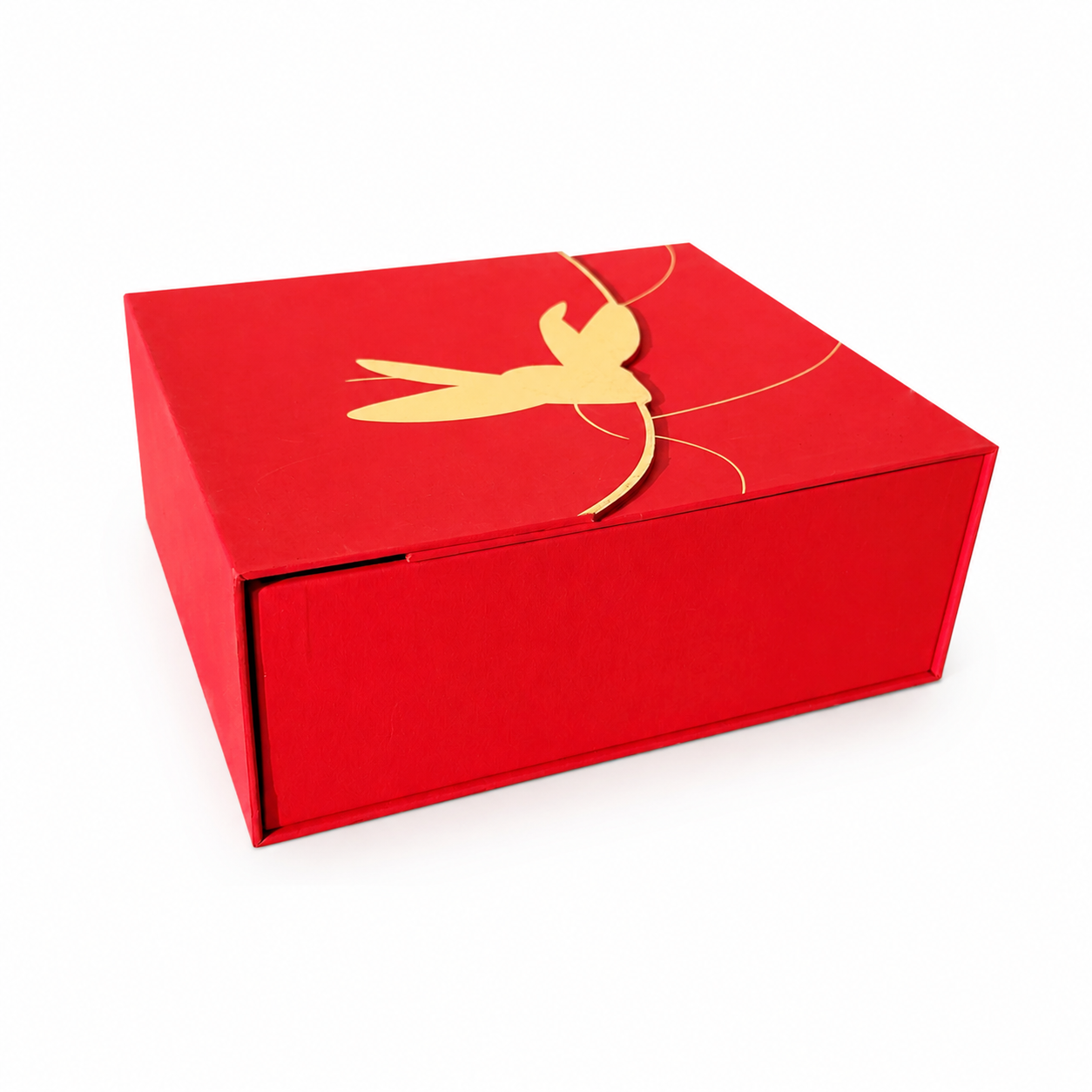 Gold foil stamped logo on custom luxury rigid gift box packaging