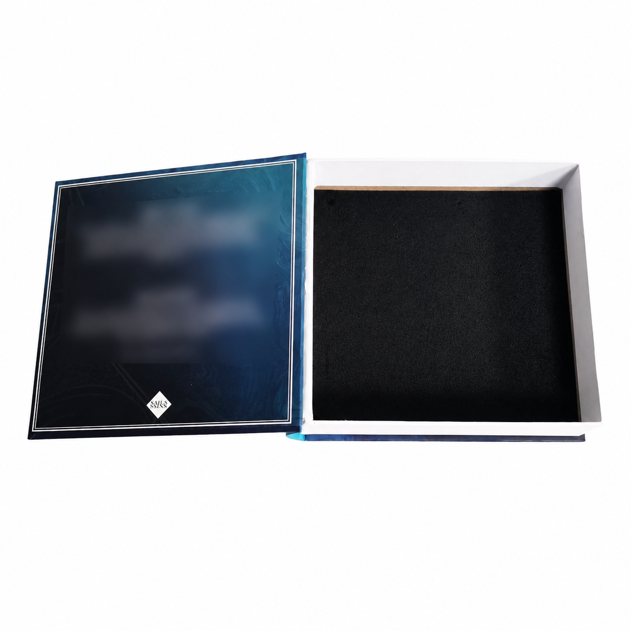 Decorative book style rigid box with magnetic closure and custom interior design
