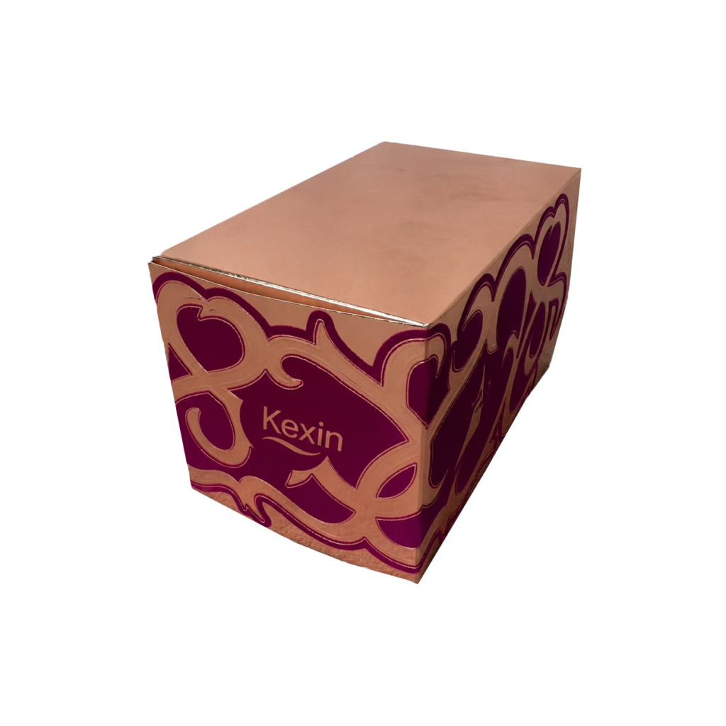 Custom folding cartons with spot flocking made from rose gold card paper