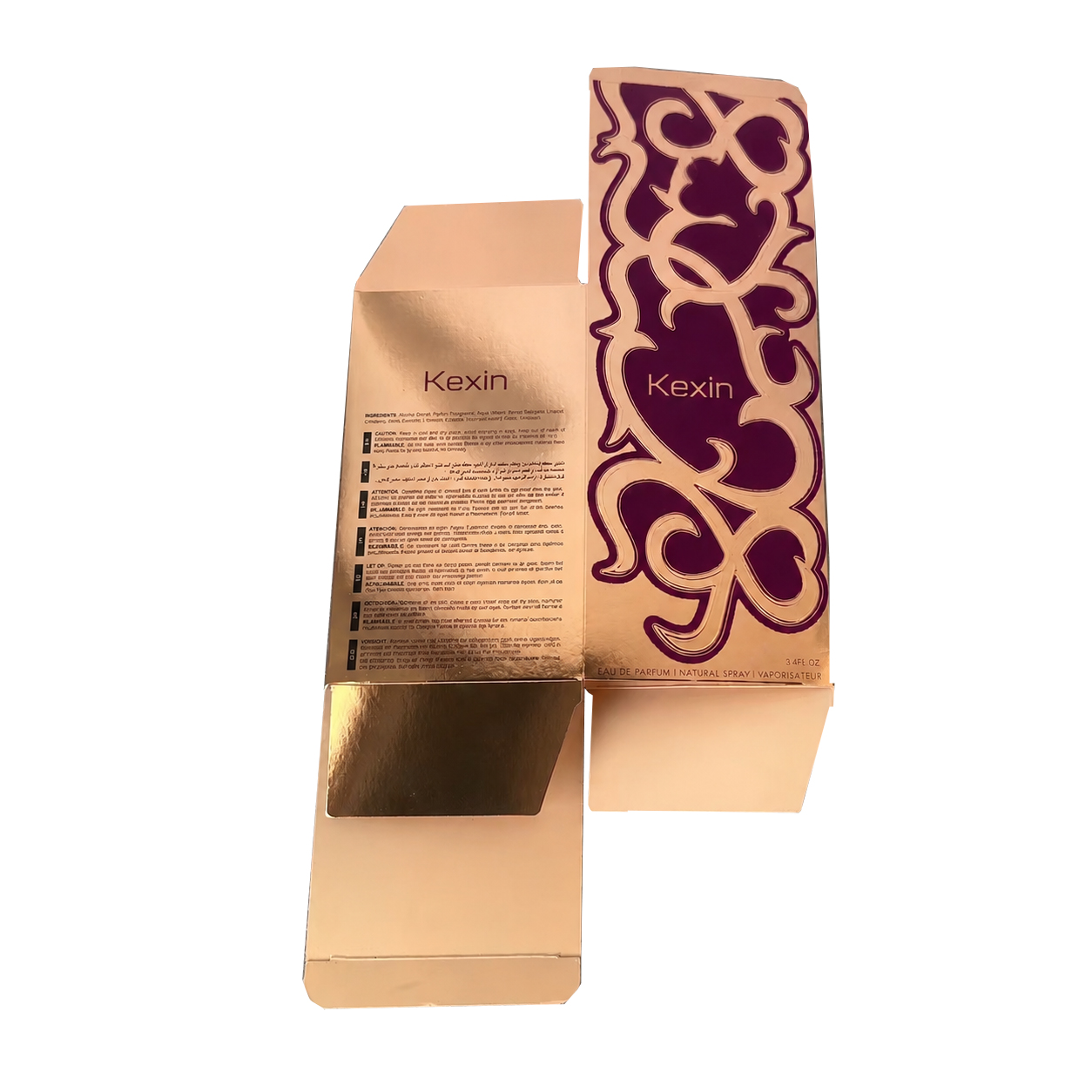 Custom folding carton with inside printing and spot flocking