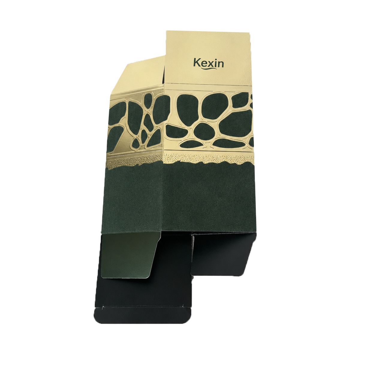Luxury folding cartons with gold card paper and spot flocking finish