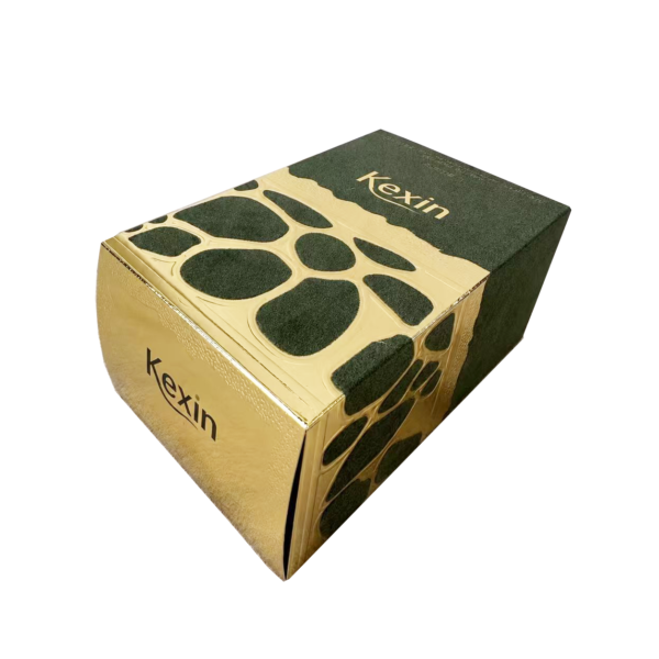 Custom Gold Card Paper Folding Cartons with Spot Flocking