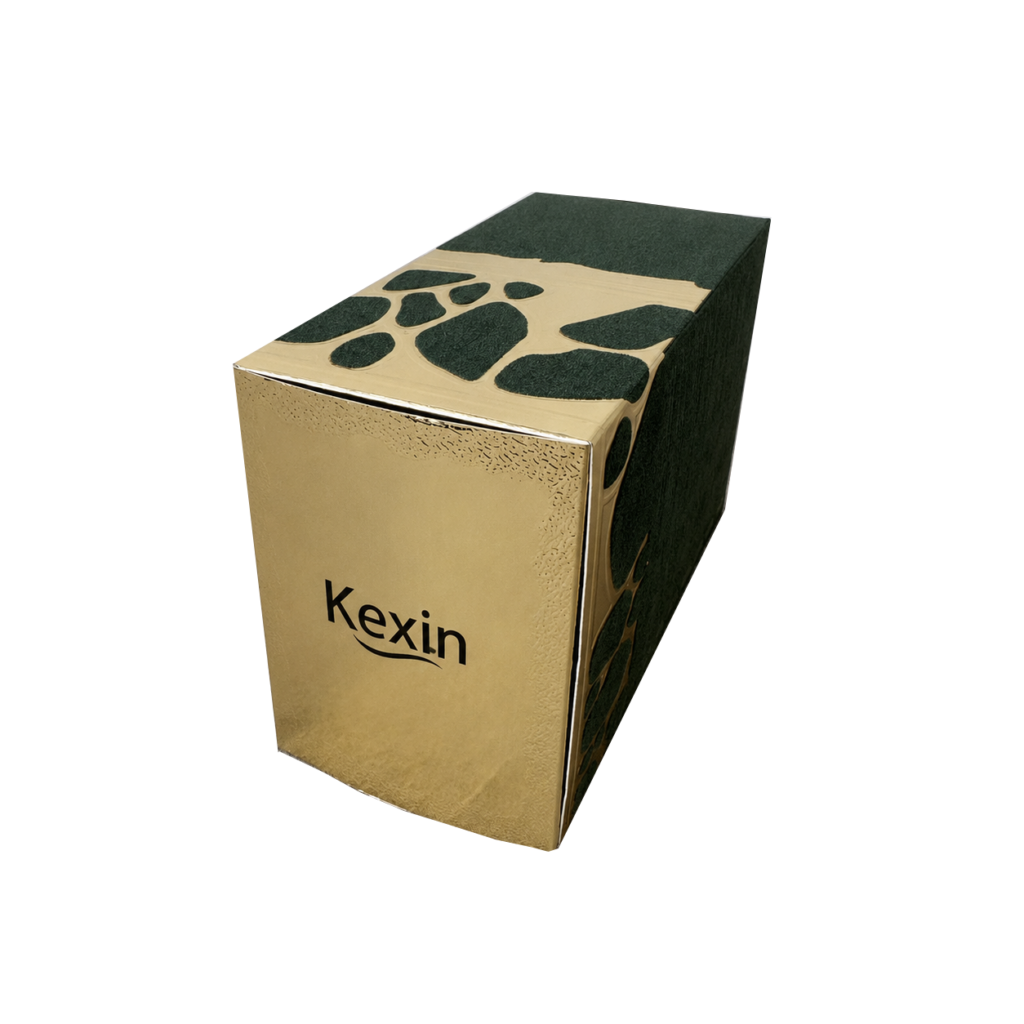 Gold card paper folding carton with spot flocking for luxury cosmetic packaging