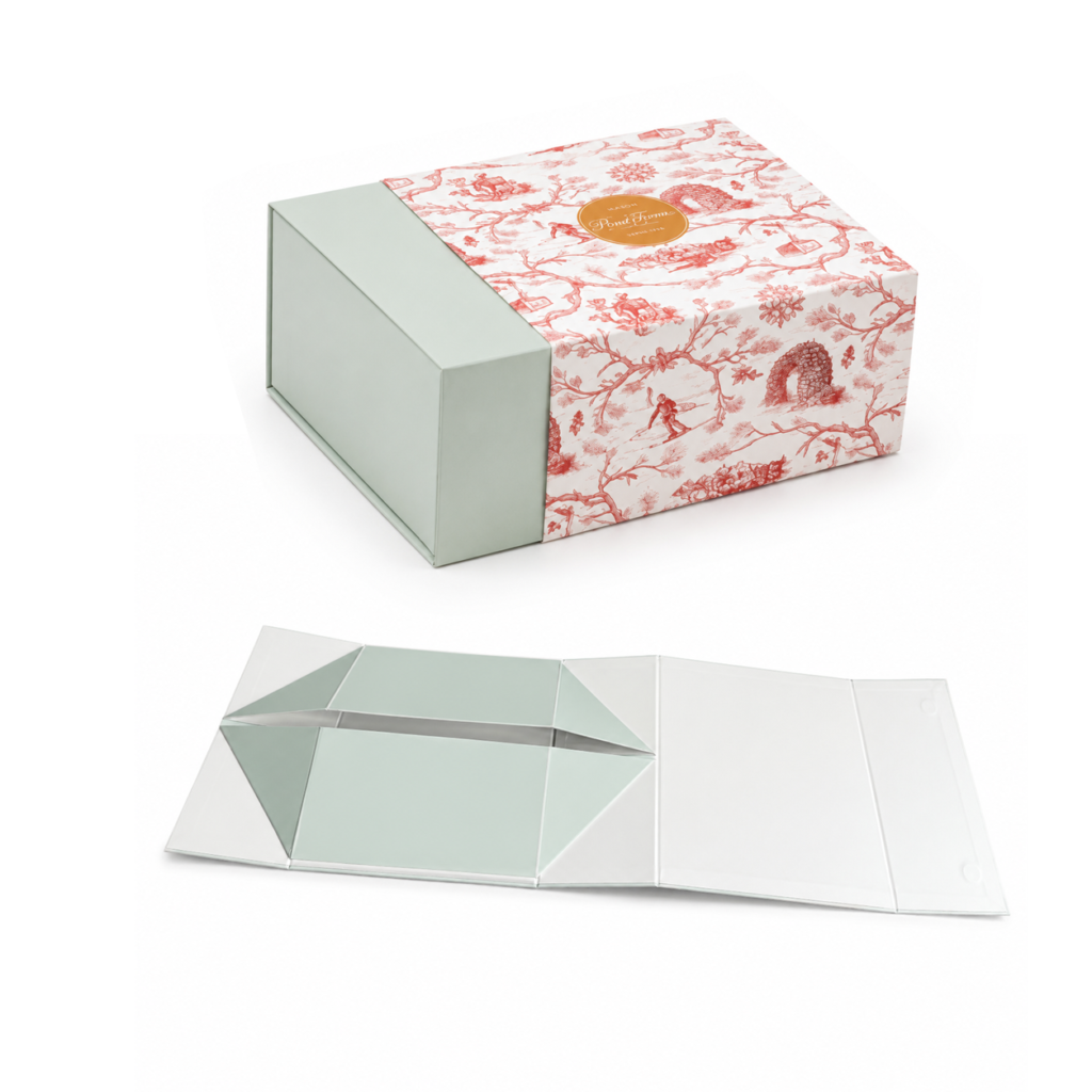Foldable cookie gift box with custom printed interior for premium food packaging