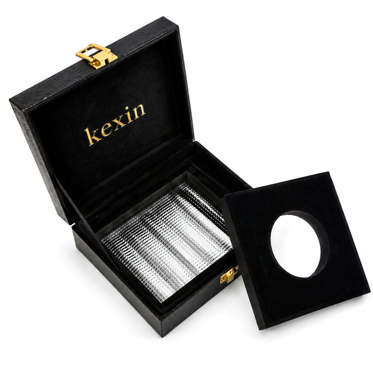Luxury caviar presentation box with velvet interior and custom EVA insert