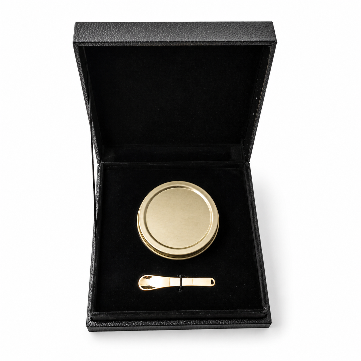 Custom caviar gift box with velvet interior and premium product presentation