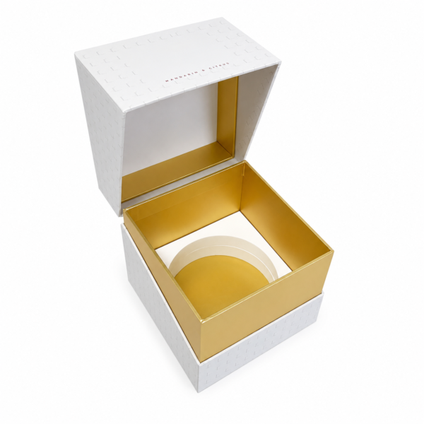 Custom Luxury Candle Gift Boxes with Gold Interior and Custom Insert