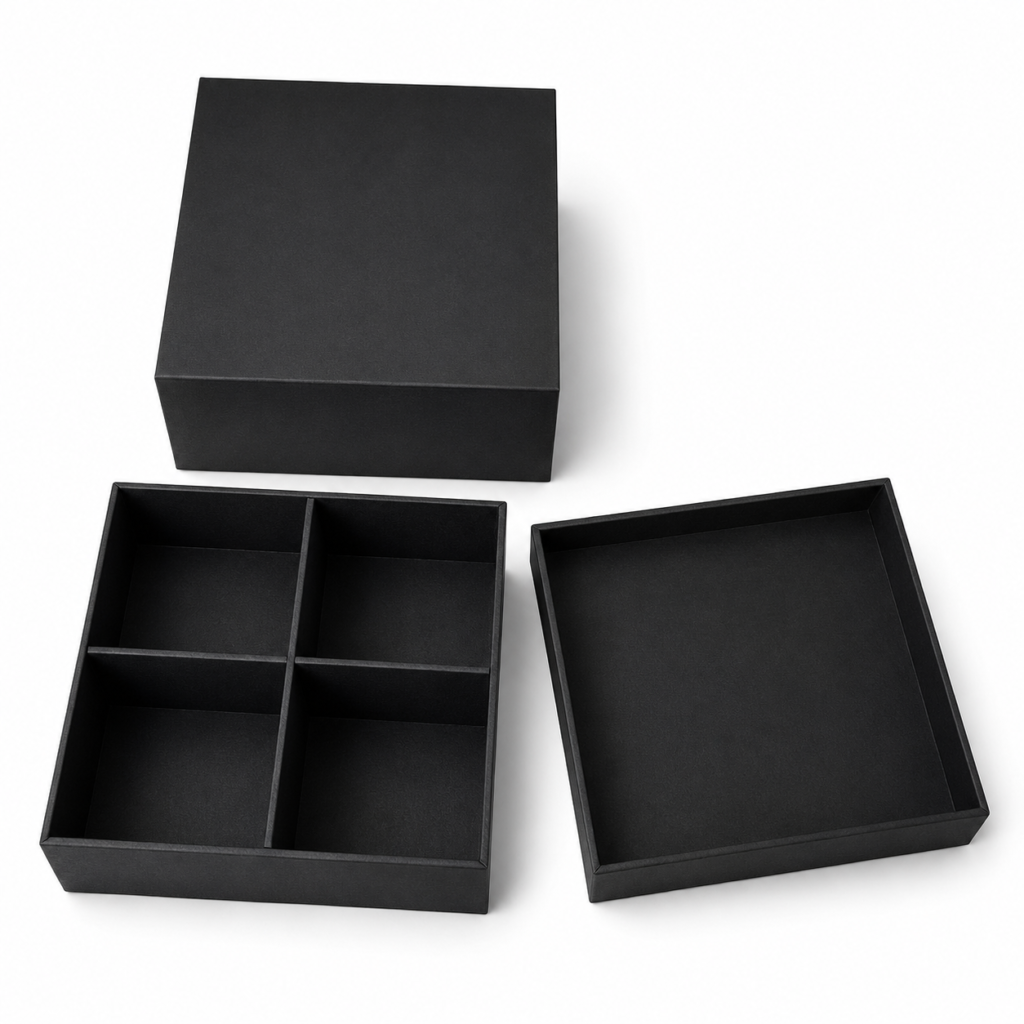 Custom branded tie gift box with rigid construction and paper sleeve