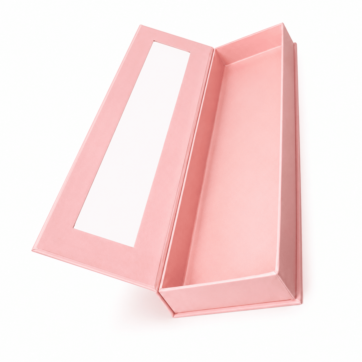 Pink magnetic rigid box with clear window for premium wig packaging