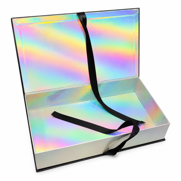 Custom Luxury Magnetic Gift Boxes with Printed Exterior and Holographic Interior