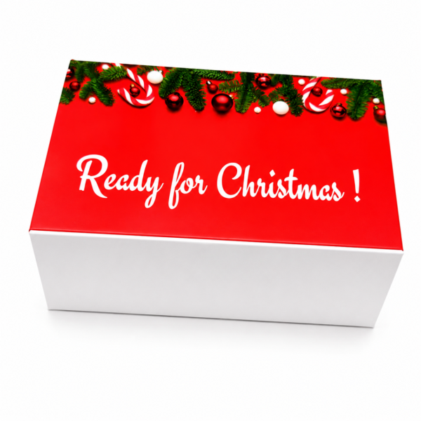 Custom Christmas magnetic gift box with festive holiday printing