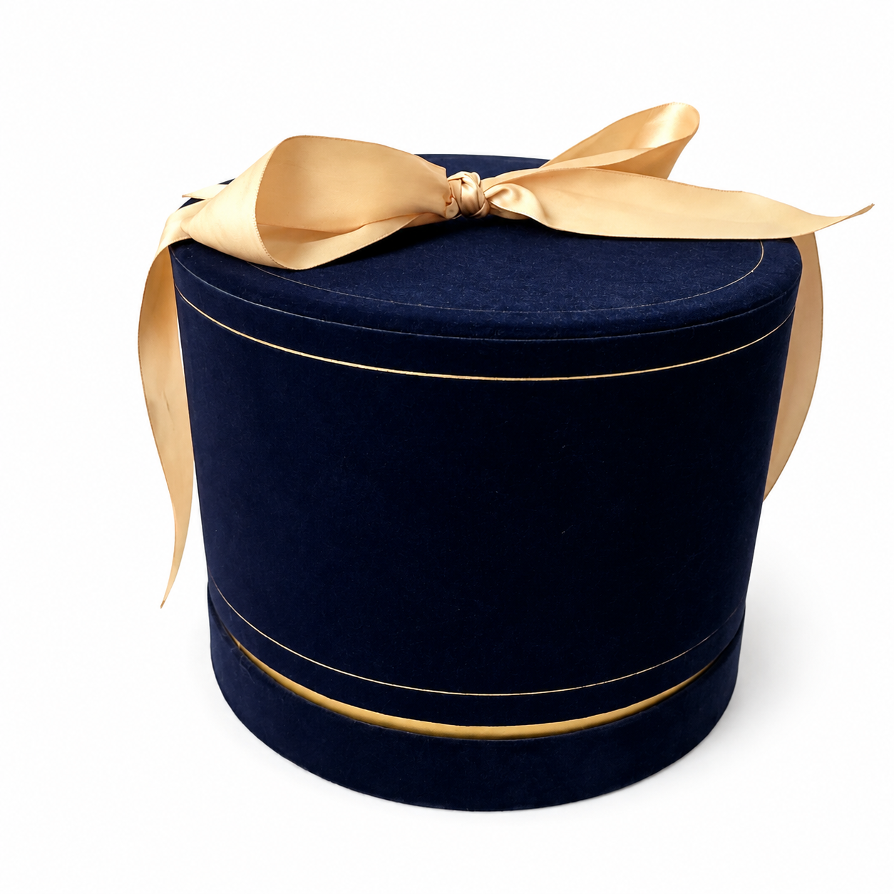 Premium round tube candle gift box with luxury velvet material and ribbon closure