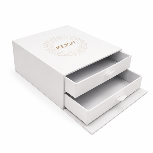 Custom Luxury Double Layer Drawer Boxes with Gold Foil Logo