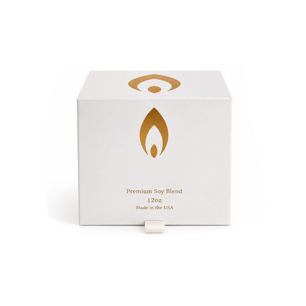 Candle box with rose gold foil