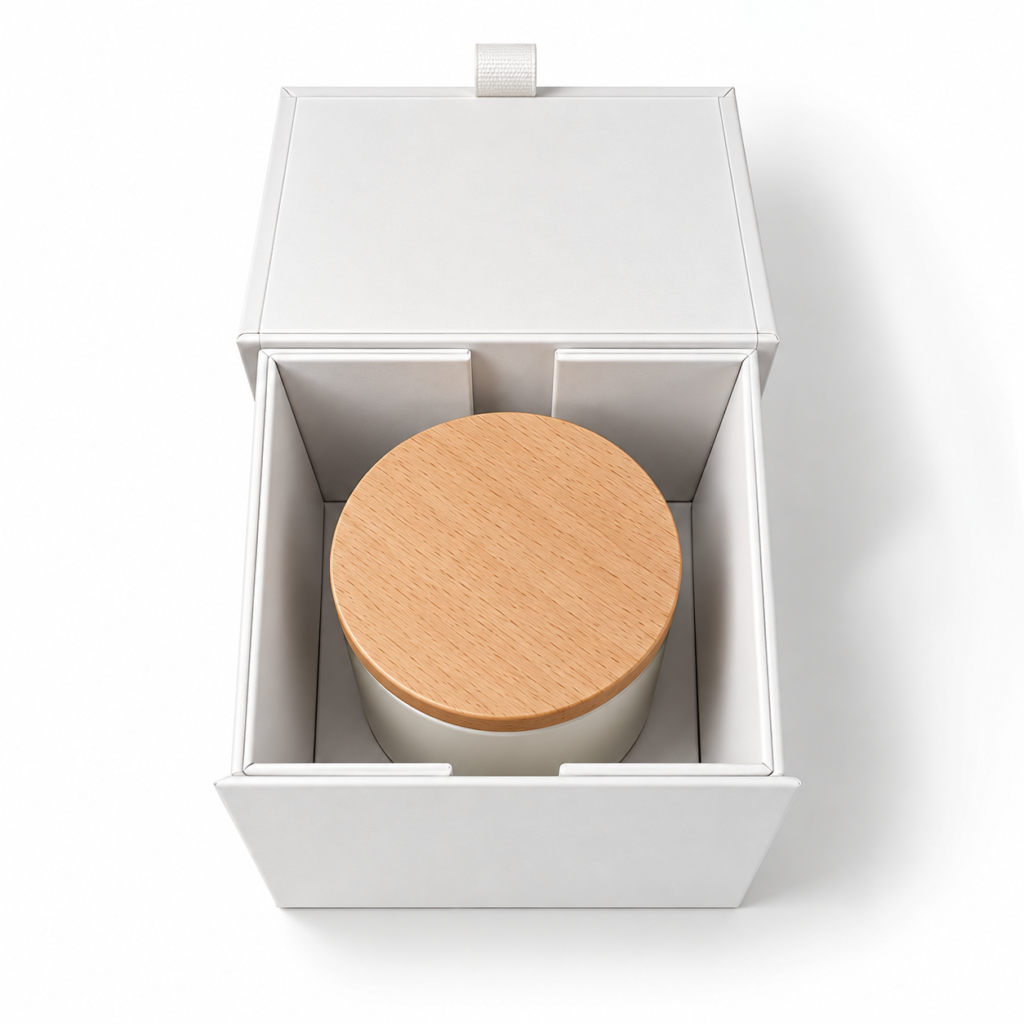 Foldable rigid candle packaging