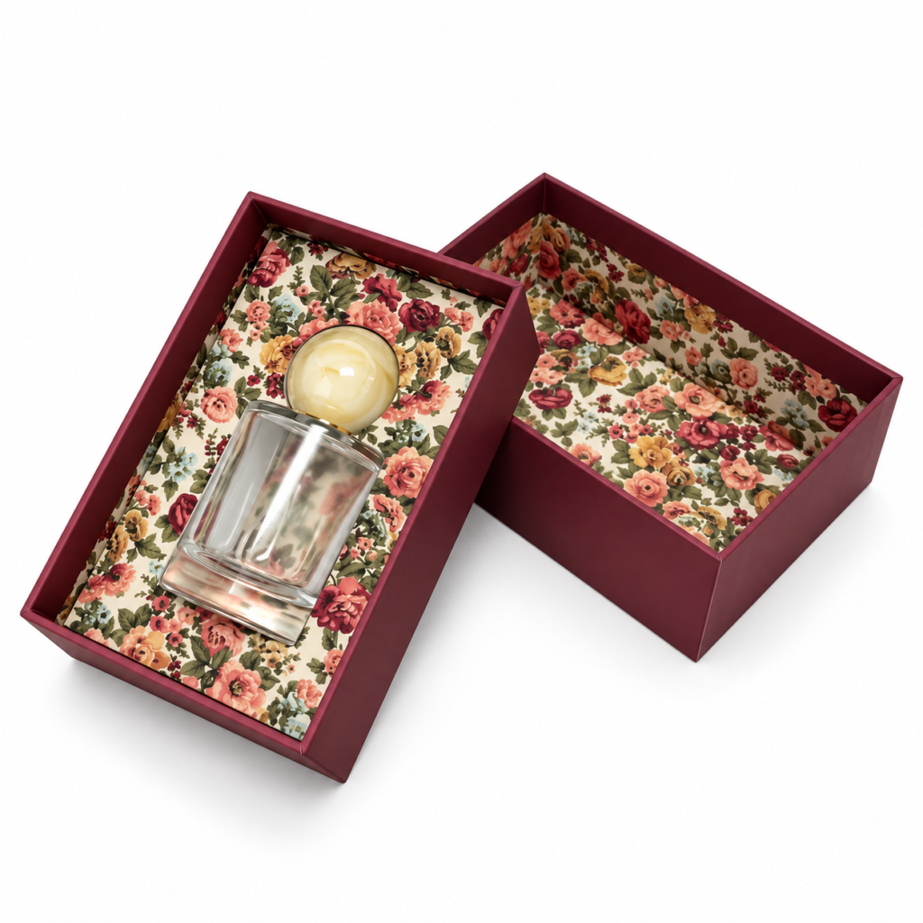Floral printed perfume bottle packaging