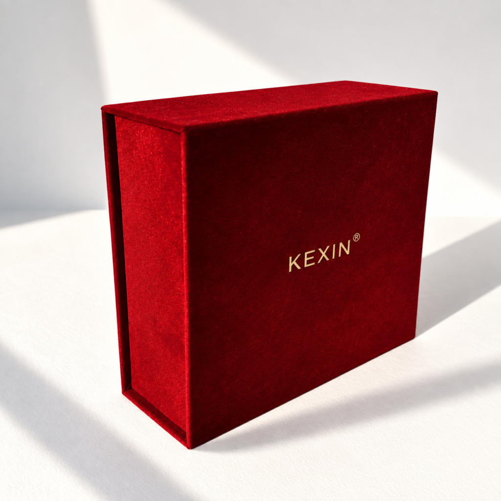 Luxury rigid gift box with velvet exterior