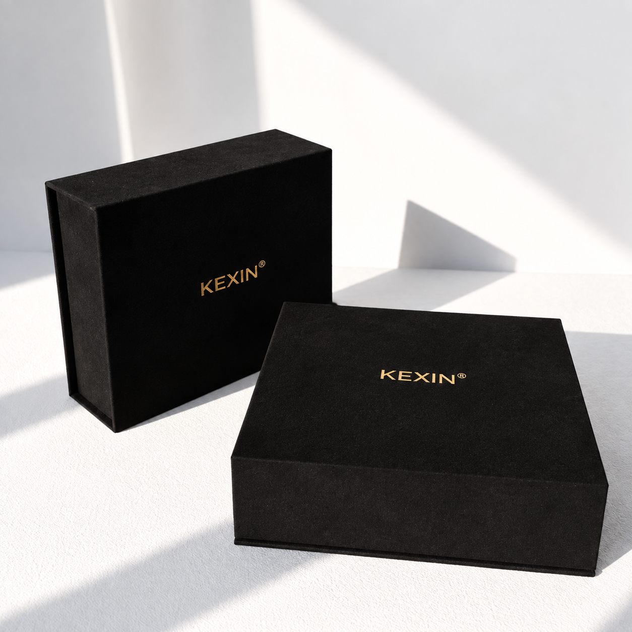 Custom black velvet presentation box