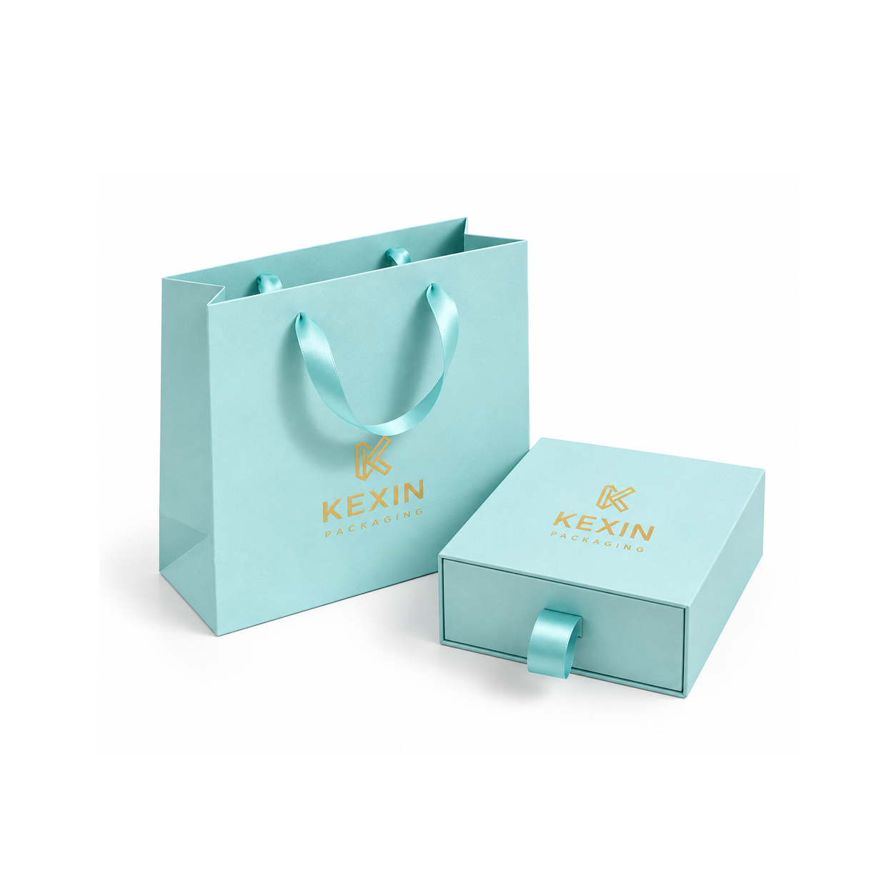 Custom drawer gift box with matching paper bag