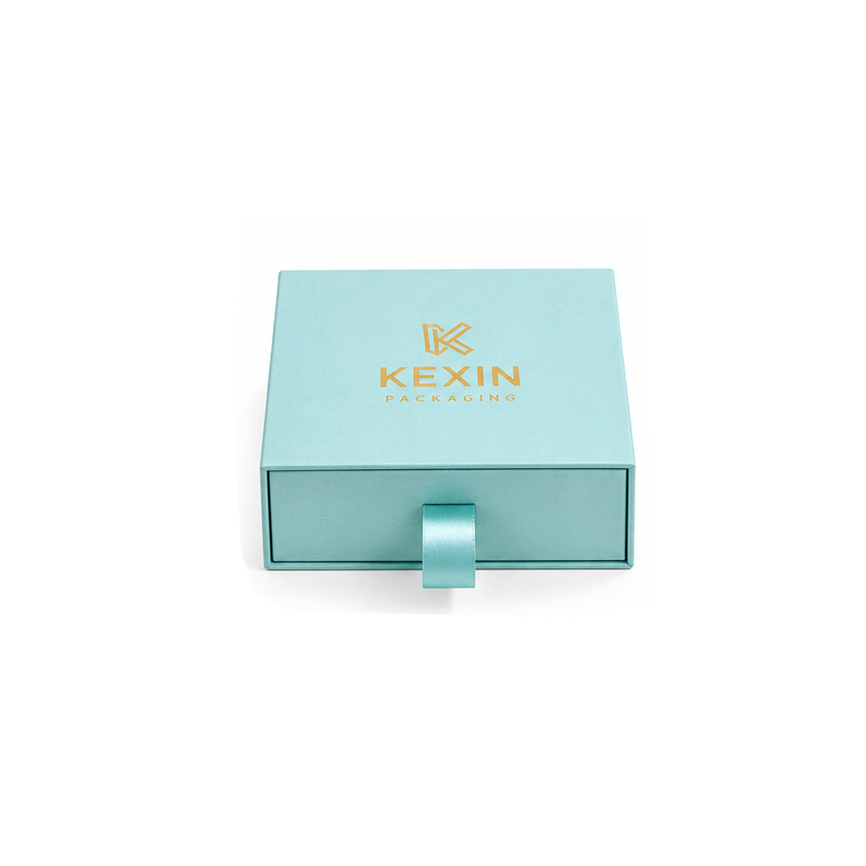 Luxury drawer packaging box with ribbon handle